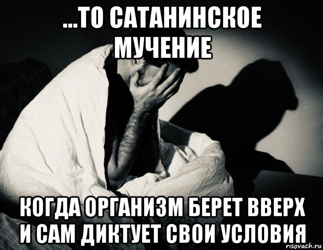 ...то сатанинское мучение когда организм берет вверх и сам диктует свои условия, Мем Бессонницанервоз