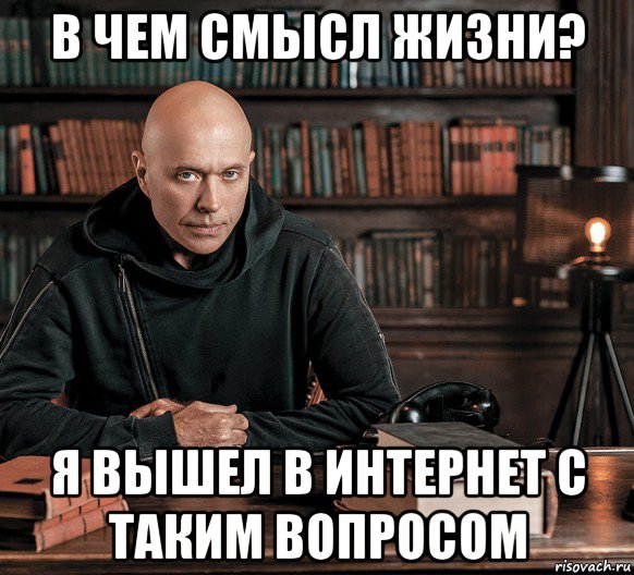 в чем смысл жизни? я вышел в интернет с таким вопросом, Мем Дружко