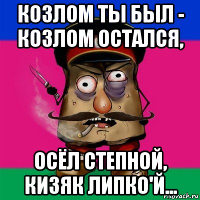 козлом ты был - козлом остался, осёл степной, кизяк липко'й...