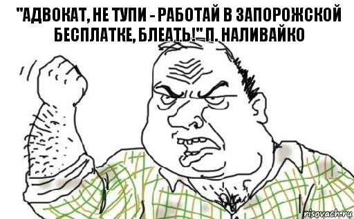 "Адвокат, не тупи - работай в запорожской бесплатке, блеать!" П. Наливайко, Комикс Мужик блеать