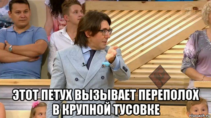  этот петух вызывает переполох в крупной тусовке, Мем ОР Малахов