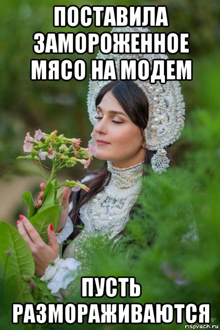 поставила замороженное мясо на модем пусть размораживаются
