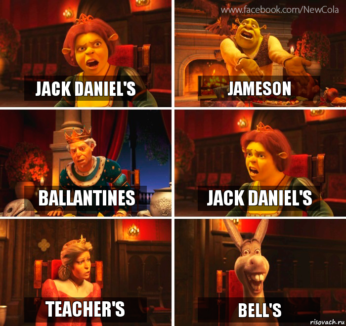 Jack Daniel's Jameson Ballantines Jack Daniel's Teacher's Bell's, Комикс Шрек-Осел Мем-генератор NewCola