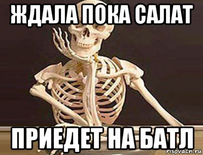 ждала пока салат приедет на батл, Мем скелет