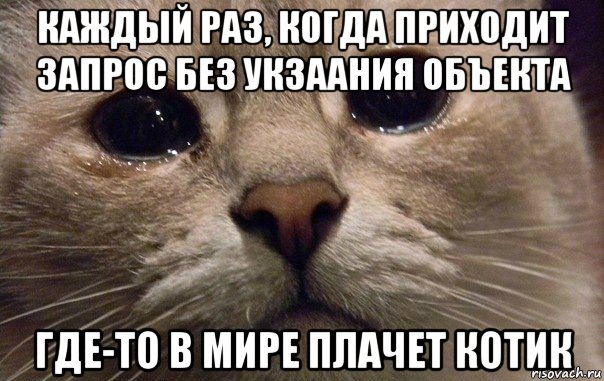 каждый раз, когда приходит запрос без укзаания объекта где-то в мире плачет котик