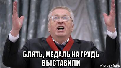  блять, медаль на грудь выставили, Мем Владимир Жириновский