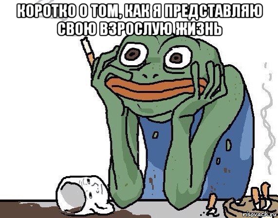 коротко о том, как я представляю свою взрослую жизнь , Мем Жаба курит