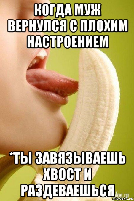 когда муж вернулся с плохим настроением *ты завязываешь хвост и раздеваешься, Мем Банан