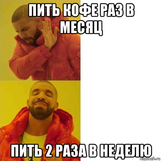 пить кофе раз в месяц пить 2 раза в неделю, Мем Дрейк