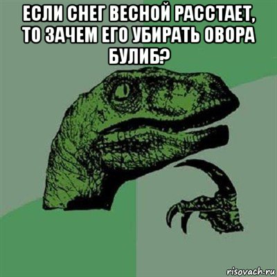 если снег весной расстает, то зачем его убирать овора булиб? , Мем Филосораптор