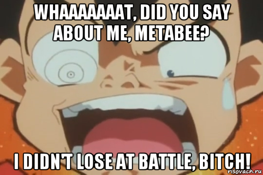 whaaaaaaat, did you say about me, metabee? i didn't lose at battle, bitch!