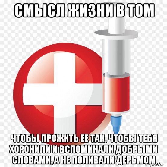 смысл жизни в том чтобы прожить ее так, чтобы тебя хоронили и вспоминали добрыми словами, а не поливали дерьмом