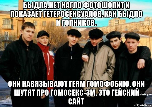 быдла.нет нагло фотошопит и показает гетеросексуалов, как быдло и гопников. они навязывают геям гомофобию. они шутят про гомосекс-зм. это гейский сайт, Мем Непалин