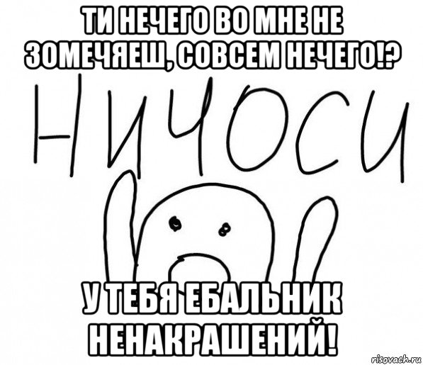 ти нечего во мне не зомечяеш, совсем нечего!? у тебя ебальник ненакрашений!, Мем  Ничоси