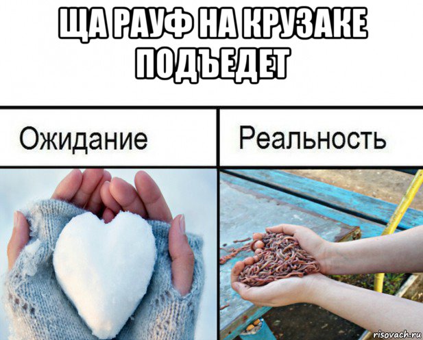ща рауф на крузаке подъедет , Мем Ожидание-реальность