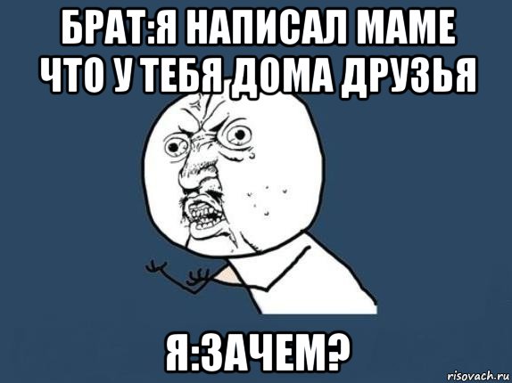 брат:я написал маме что у тебя дома друзья я:зачем?, Мем  почему мем