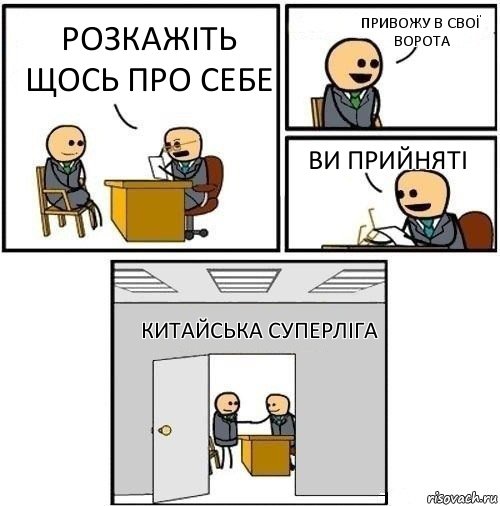 Розкажіть щось про себе Привожу в свої ворота Ви прийняті Китайська Суперліга, Комикс  Приняты