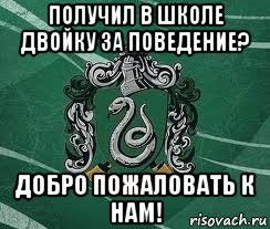 получил в школе двойку за поведение? добро пожаловать к нам!, Мем Слизерин