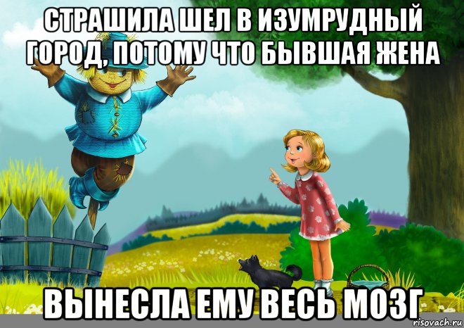 страшила шел в изумрудный город, потому что бывшая жена вынесла ему весь мозг, Мем Страшила