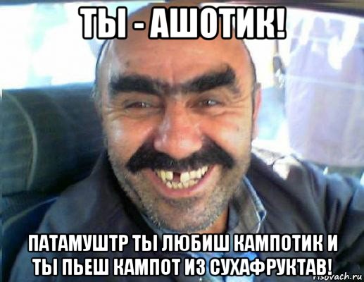 ты - ашотик! патамуштр ты любиш кампотик и ты пьеш кампот из сухафруктав!