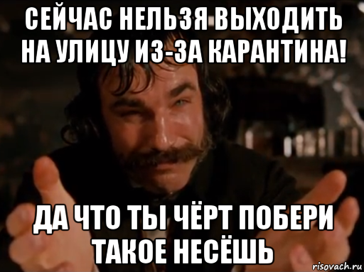сейчас нельзя выходить на улицу из-за карантина! да что ты чёрт побери такое несёшь, Мем Да что ты чёрт побери такое несёшь