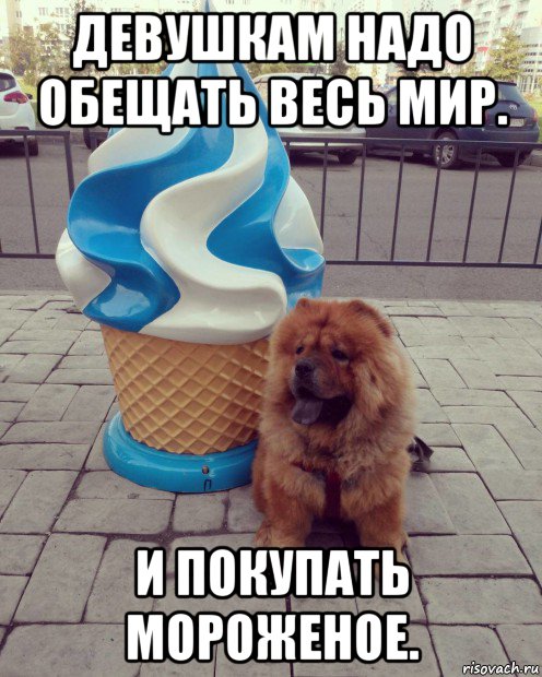 девушкам надо обещать весь мир. и покупать мороженое., Мем Если ты ешь мороженое то как-то не верится