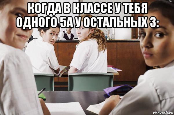 когда в классе у тебя одного 5а у остальных 3: , Мем В классе все смотрят на тебя