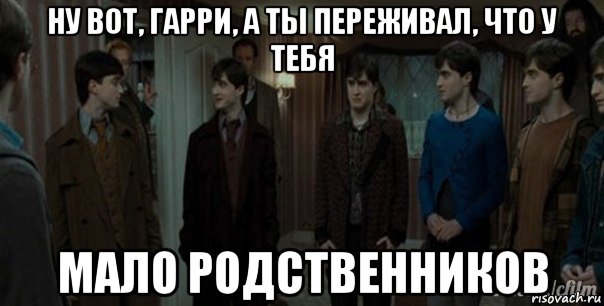 ну вот, гарри, а ты переживал, что у тебя мало родственников, Мем Много гарри