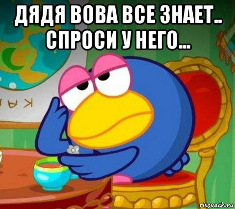 дядя вова все знает.. спроси у него... , Мем Недовольный Карыч