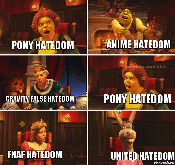 Pony hatedom Anime hatedom Gravity false hatedom Pony hatedom Fnaf hatedom United hatedom, Комикс  Осел из шрека ботан