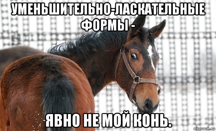 уменьшительно-ласкательные формы - явно не мой конь., Мем Удивлённый конь