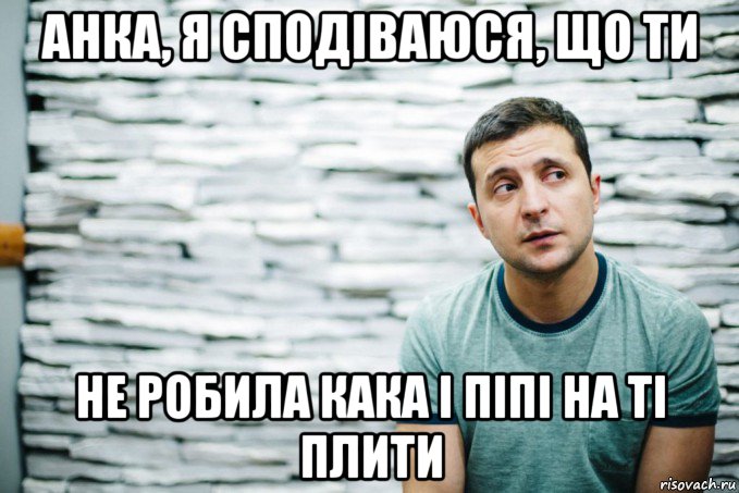 анка, я сподіваюся, що ти не робила кака і піпі на ті плити, Мем Зеленский