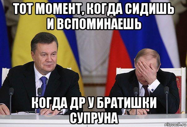 тот момент, когда сидишь и вспоминаешь когда др у братишки супруна, Мем    Путин фэйспалмит