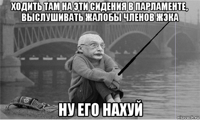ходить там на эти сидения в парламенте, выслушивать жалобы членов жэка ну его нахуй