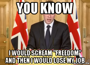 you know i would scream "freedom" and then i would lose my job, Мем Clowne