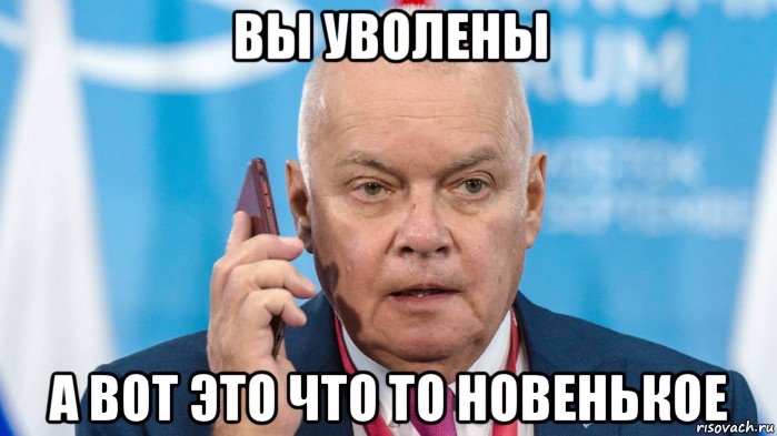 вы уволены а вот это что то новенькое, Мем Дмитрий Киселёв