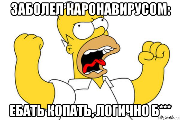 заболел каронавирусом: ебать копать, логично б***, Мем Разъяренный Гомер