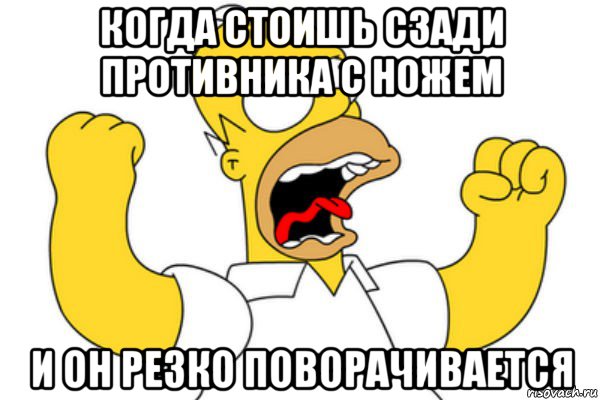 когда стоишь сзади противника с ножем и он резко поворачивается, Мем Разъяренный Гомер