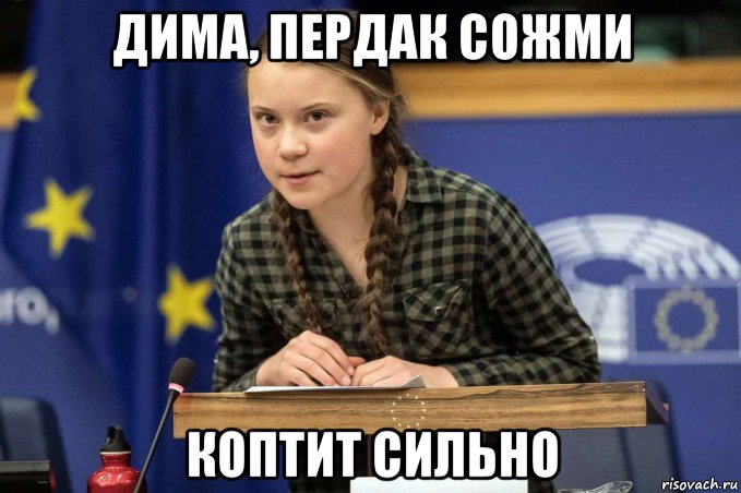 дима, пердак сожми коптит сильно, Мем Грета