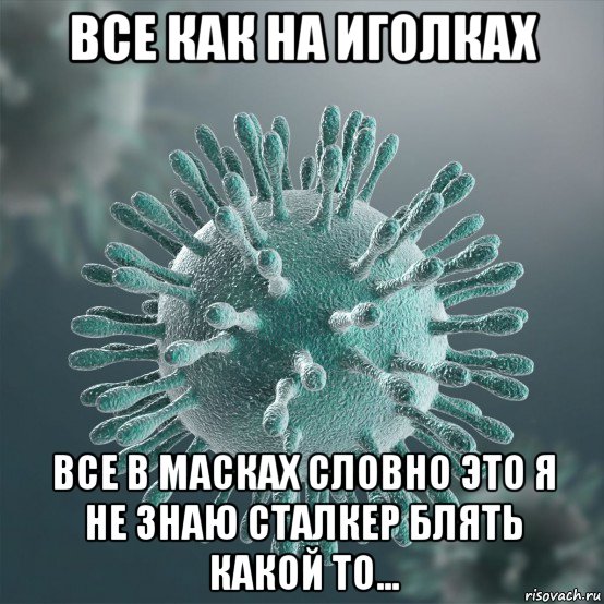все как на иголках все в масках словно это я не знаю сталкер блять какой то..., Мем Коронавирус - Заебал