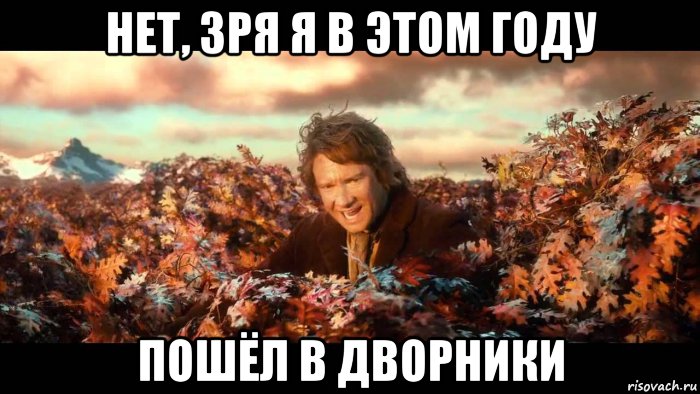 нет, зря я в этом году пошёл в дворники, Мем Листья