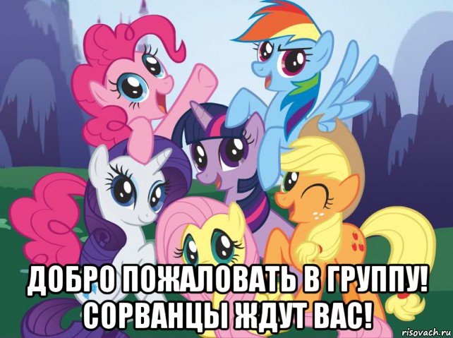  добро пожаловать в группу! сорванцы ждут вас!, Мем My little pony