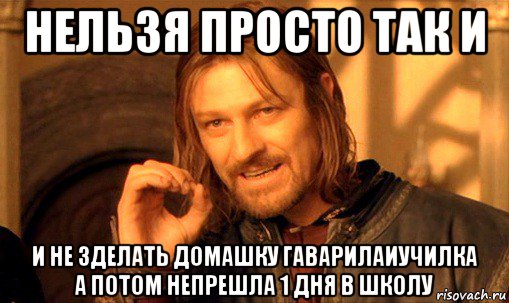 нельзя просто так и и не зделать домашку гаварилаиучилка а потом непрешла 1 дня в школу, Мем Нельзя просто так взять и (Боромир мем)