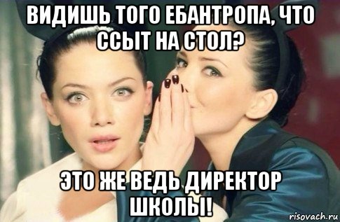 видишь того ебантропа, что ссыт на стол? это же ведь директор школы!, Мем  Он