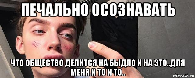 печально осознавать что общество делится на быдло и на это..для меня и то и то.., Мем Педроф