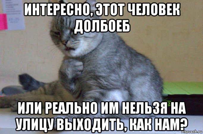 интересно, этот человек долбоеб или реально им нельзя на улицу выходить, как нам?, Мем подозрительно