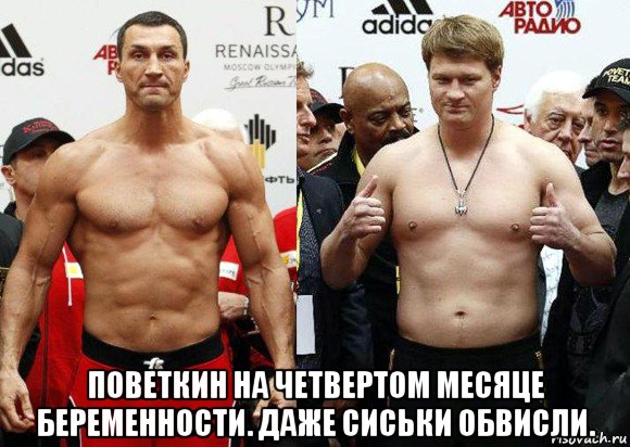  поветкин на четвертом месяце беременности. даже сиськи обвисли.
