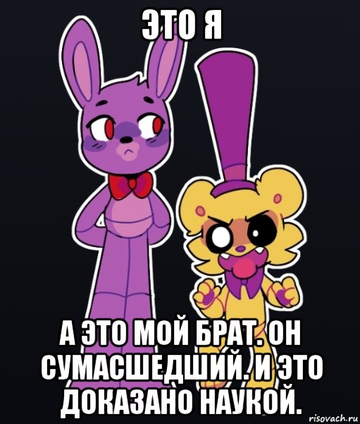 это я а это мой брат. он сумасшедший. и это доказано наукой.