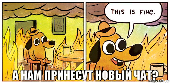  а нам принесут новый чат?, Мем This is fine