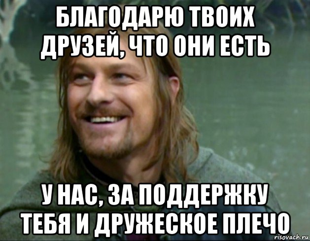 благодарю твоих друзей, что они есть у нас, за поддержку тебя и дружеское плечо, Мем Тролль Боромир